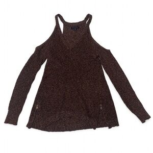 American Eagle brown sweater top with zipper details